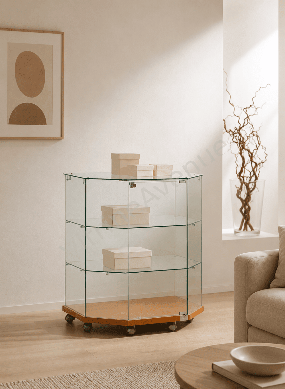 Vitrine hexagonale basse en verre 8/90TVA – Image 2